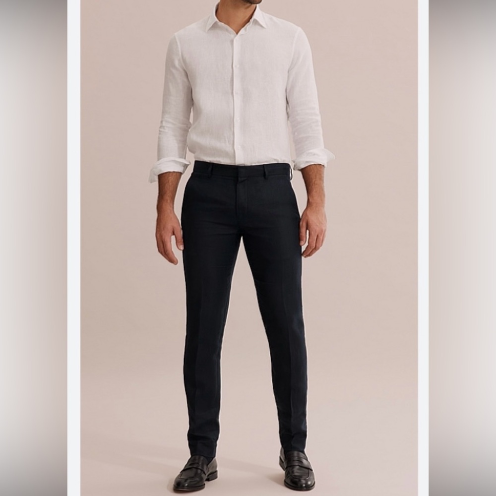 Men's dark navy Murano linen pants